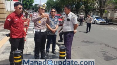Satlantas Polresta Manado Dan Dishub Manado Survei Lapangan Penerapan Program Kanalisasi Jalur Biru di Jalan Sam Ratulangi