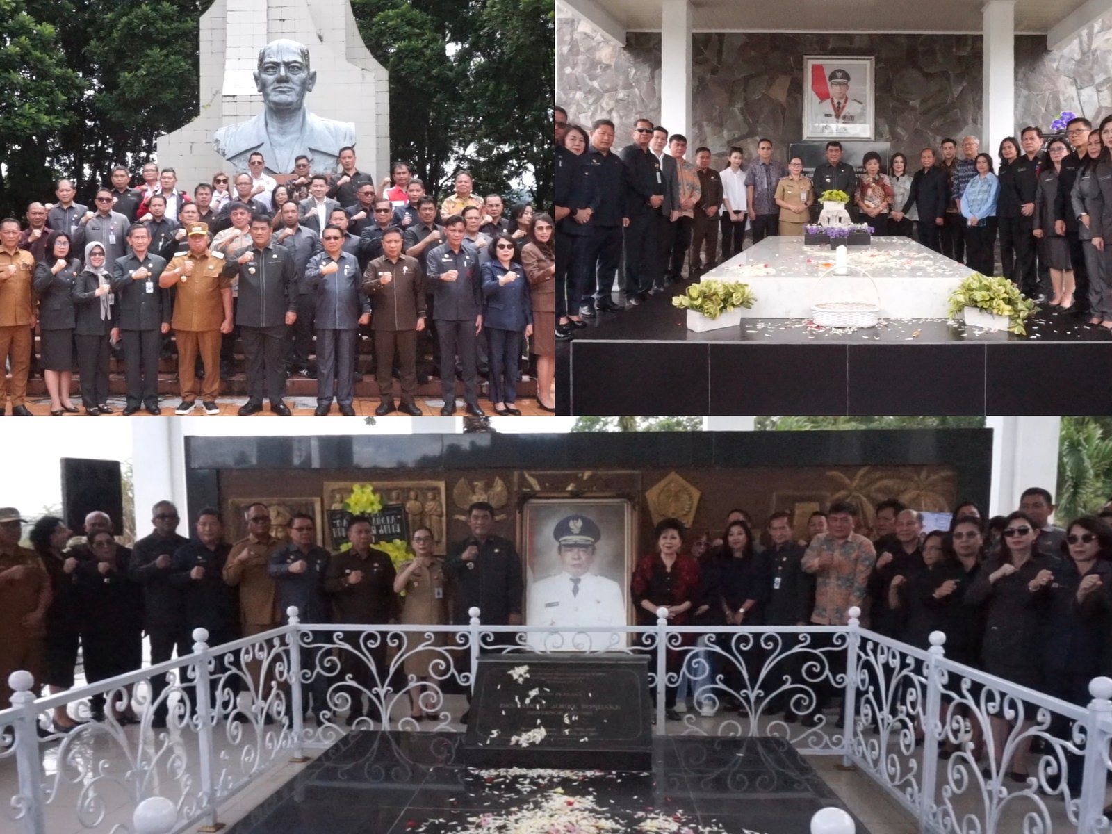 Gubernur Sulawesi Utara Yulius Selvanus beserta jajarannya melaksanakan ziarah dan tabur bunga di makam tiga mantan Gubernur Sulawesi Utara di Kabupaten Minahasa, Senin 22 September 2025.