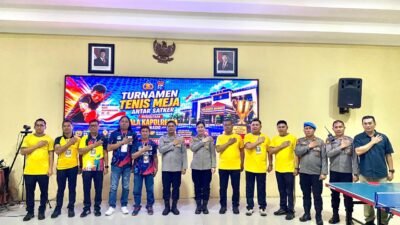 Sambut HUT Bhayangkara ke-80, Polresta Manado Gelar Turnamen Tenis Meja Antar Satker dan Polsek Perebutkan Piala Kapolresta